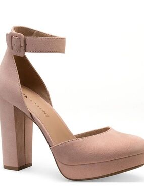Blush Platform Ankle-Strap Block Heels